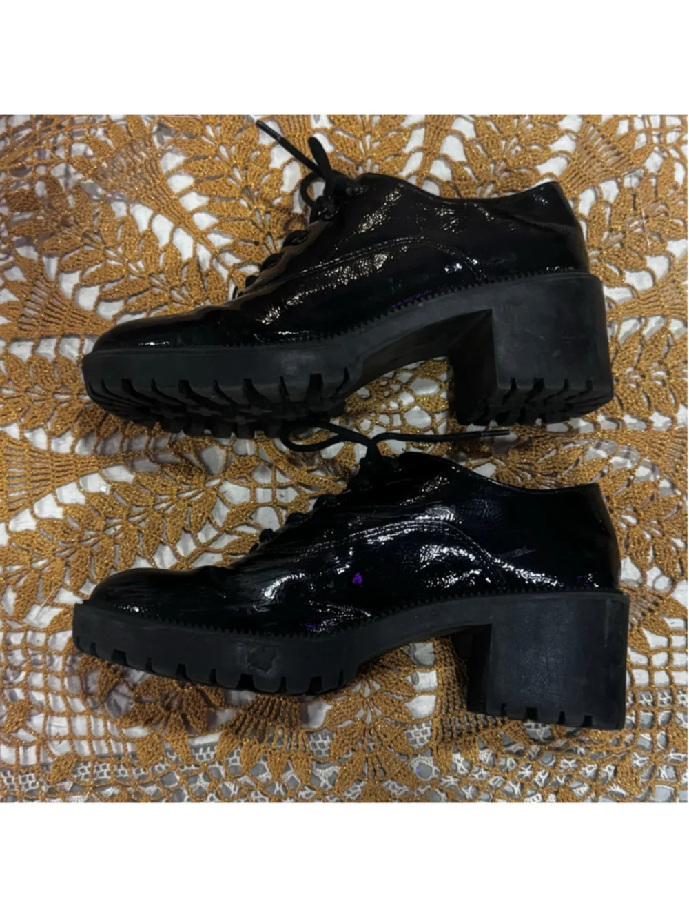 Women's MIX NO. 6 Black Patent Leather Platform Oxfords Size 6